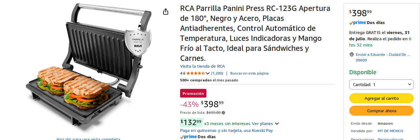 Parrilla Panini RCA