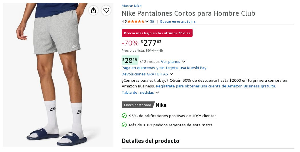 Nike Pantalones Cortos para Hombre Club