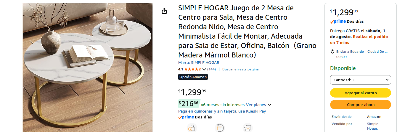 SIMPLE HOGAR Juego de 2 Mesa de Centro para Sala, Mesa de Centro Redonda Nido, Mesa de Centro Minimalista Fácil de Montar, Adecuada para Sala de Estar, Oficina, Balcón（Grano Madera Mármol Blanco）