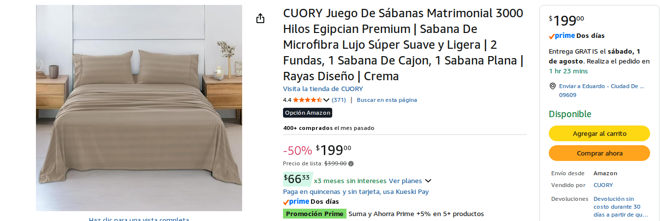 CUORY Juego De Sábanas Matrimonial 3000 Hilos Egipcian Premium | Sabana De Microfibra Lujo Súper Suave y Ligera | 2 Fundas, 1 Sabana De Cajon, 1 Sabana Plana | Rayas Diseño | Crema