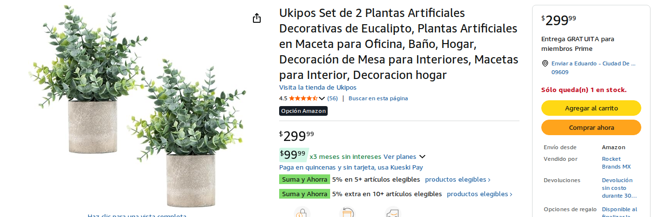 Plantas Artificiales Eucalipto