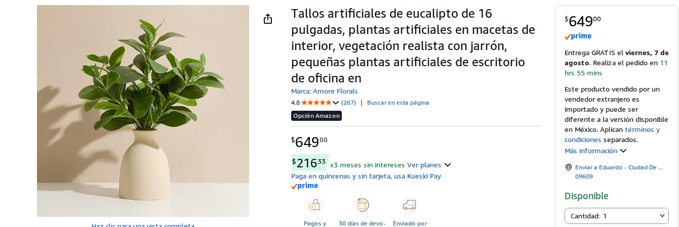 Plantas Artificiales Eucalipto