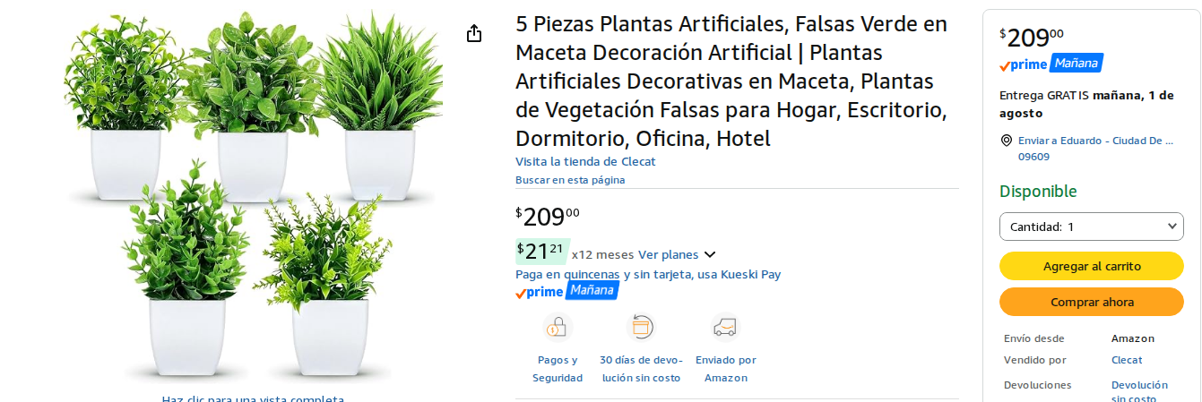Plantas Artificiales en Maceta