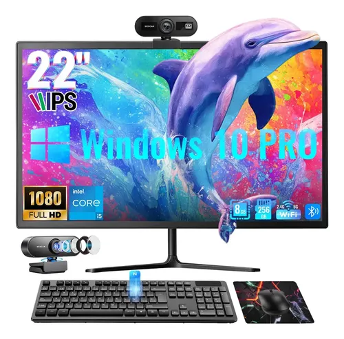 Pc All In One 22 Computadora 8g+256g,w10 Pro,intel I5+hd Cámara,diseñada Con Teclado Y Ratón Inalámbricos En Español,computadoras all in one baratas,computadora de nuevas,lote de computadoras