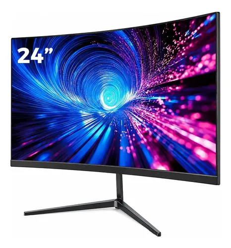 Monitor Gamer Curvo 24 Pulgadas Led Ultraslim Hdmi Multilingüe Computadora Diseño Sin Marco Adir 17307 Color Negro